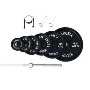 Vortex Strength 300 LB Olympic Weight Plate set (Includes 7 foot Olympic Barbell 700 lb capacity)