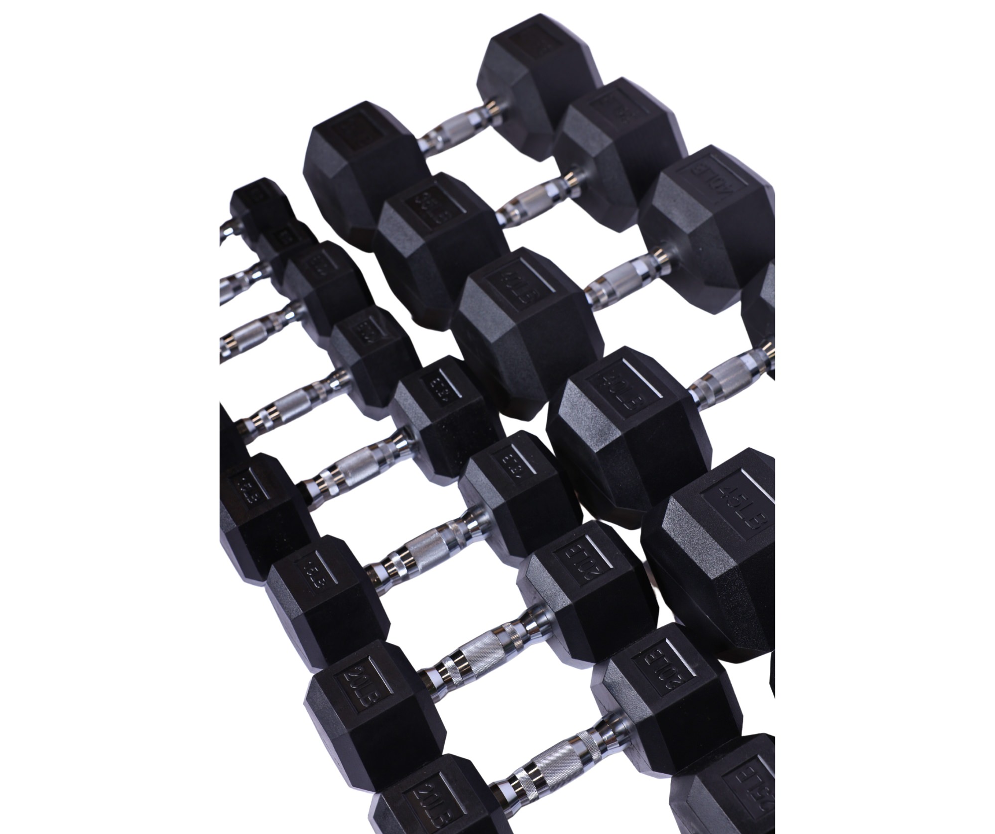 Rubber hex deals dumbbell set